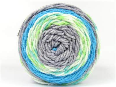 Lot of 2 x 140gr Skeins Ice Yarns CAKES Yarn Turquoise Green Shades White Grey
