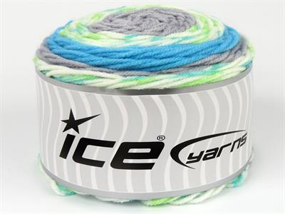 Lot of 2 x 140gr Skeins Ice Yarns CAKES Yarn Turquoise Green Shades White Grey