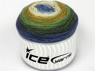 Lot of 2 x 150gr Skeins Ice Yarns CAKES WOOL DK (30% Wool) Yarn Blue Beige Khaki Shades