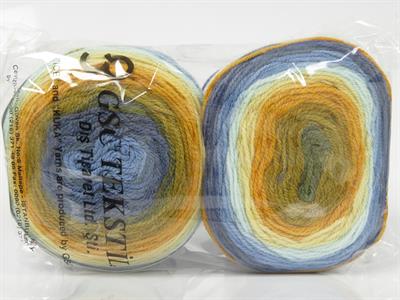 Lot of 2 x 150gr Skeins Ice Yarns CAKES WOOL DK (30% Wool) Yarn Blue Shades Gold Shades Mint Green