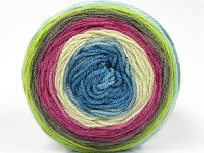 Lot of 2 x 150gr Skeins Ice Yarns CAKES WOOL DK (30% Wool) Yarn Turquoise Shades Beige Fuchsia Brown Green