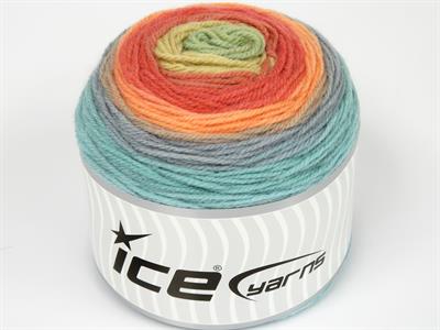 Lot of 2 x 150gr Skeins Ice Yarns CAKES WOOL DK (30% Wool) Yarn Camel Orange Shades Blue Green