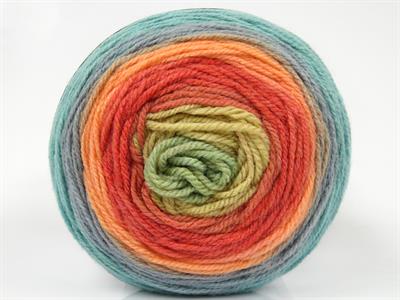 Lot of 2 x 150gr Skeins Ice Yarns CAKES WOOL DK (30% Wool) Yarn Camel Orange Shades Blue Green