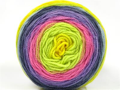 Lot of 2 x 150gr Skeins Ice Yarns CAKES WOOL DK (30% Wool) Yarn Yellow Green Pink Lilac Blue Shades