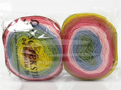 Lot of 2 x 150gr Skeins Ice Yarns CAKES WOOL DK (30% Wool) Yarn Rainbow