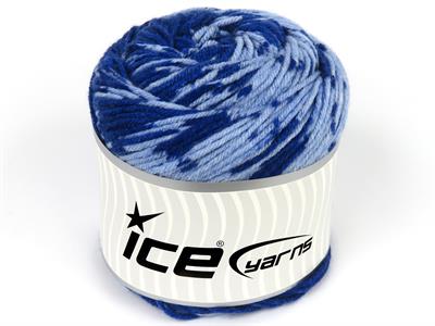 Lot of 2 x 150gr Skeins Ice Yarns CAKES WOOL DESIGN (20% Wool) Yarn Blue Shades