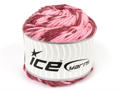 Lot of 2 x 150gr Skeins Ice Yarns CAKES WOOL DESIGN (20% Wool) Yarn Burgundy Light Pink