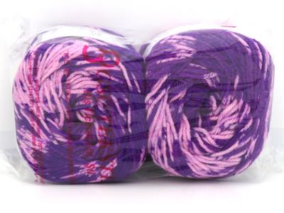 Lot of 2 x 150gr Skeins Ice Yarns CAKES WOOL DESIGN (20% Wool) Yarn Purple Light Pink