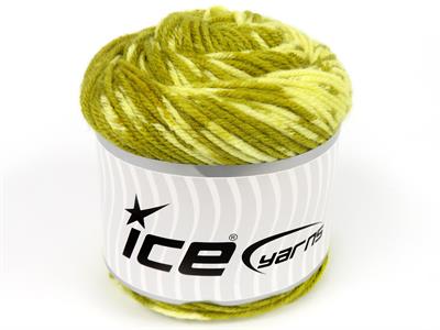 Lot of 2 x 150gr Skeins Ice Yarns CAKES WOOL DESIGN (20% Wool) Yarn Olive Green Light Yellow