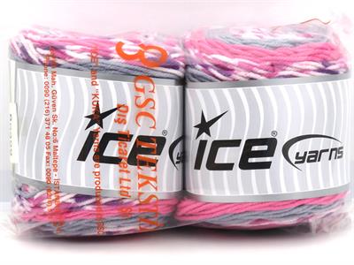 Lot of 2 x 140gr Skeins Ice Yarns CAKES Yarn Pink White Grey Purple