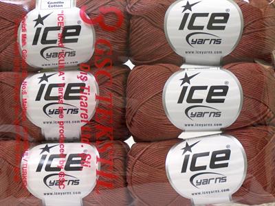 6x50gr. CAMILLA COTTON Merserize Pamuk Kahverengi Yazlık İplikler, Pamuk, %100 Pamuk