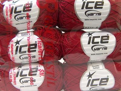 6x50gr. CAMILLA COTTON Merserize Pamuk Bordo Yazlık İplikler, Pamuk, %100 Pamuk