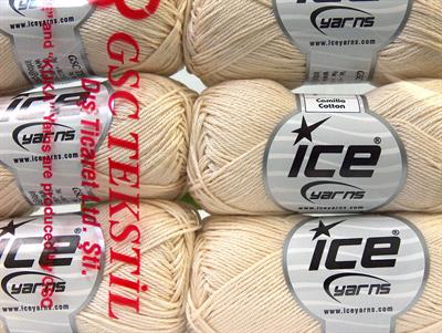 Lot of 6 Skeins Ice Yarns CAMILLA COTTON (100% Mercerized Cotton) Yarn Cream