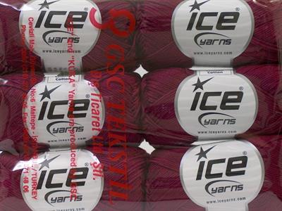 Lot of 6 Skeins Ice Yarns CAMILLA COTTON (100% Mercerized Cotton) Yarn Dark Fuchsia