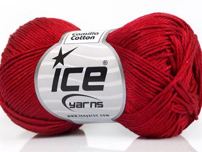 6x50gr. CAMILLA COTTON Merserize Pamuk Koyu kırmızı Yazlık İplikler, Pamuk, %100 Pamuk