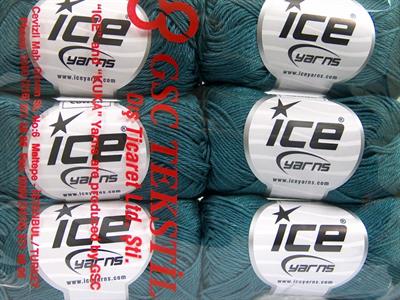 Lot of 6 Skeins Ice Yarns CAMILLA COTTON (100% Mercerized Cotton) Yarn Dark Teal