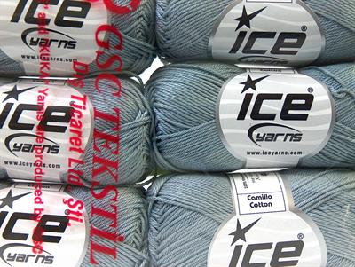 Lot of 6 Skeins Ice Yarns CAMILLA COTTON (100% Mercerized Cotton) Yarn Grey