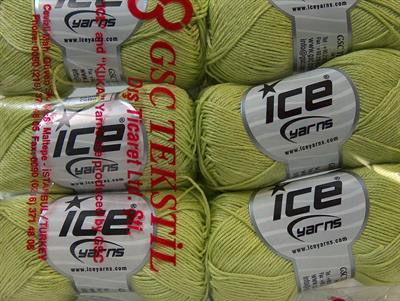 Lot of 6 Skeins Ice Yarns CAMILLA COTTON (100% Mercerized Cotton) Yarn Light Green