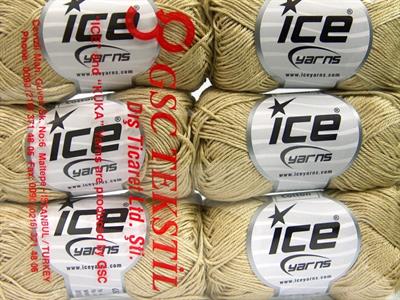 6x50gr. CAMILLA COTTON Merserize Pamuk Açık Haki Yazlık İplikler, Pamuk, %100 Pamuk