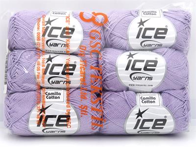 Lot of 6 Skeins Ice Yarns CAMILLA COTTON (100% Mercerized Cotton) Yarn Light Lilac