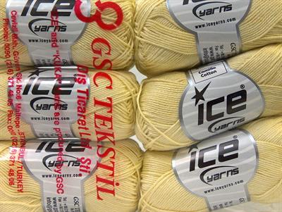 Lot of 6 Skeins Ice Yarns CAMILLA COTTON (100% Mercerized Cotton) Yarn Light Yellow