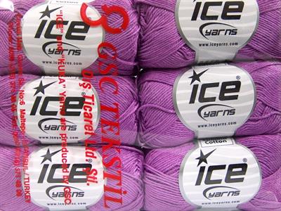 Lot of 6 Skeins Ice Yarns CAMILLA COTTON (100% Mercerized Cotton) Yarn Lilac