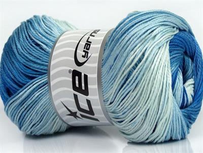 4x100gr. CAMILLA COTTON MAGIC Merserize Pamuk Mavi Tonları Yazlık İplikler, Pamuk, Batik Desenli, %100 Pamuk