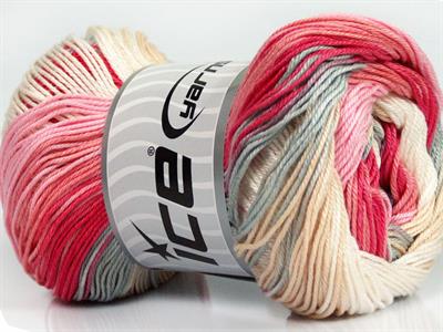 4x100gr. CAMILLA COTTON MAGIC Merserize Pamuk Krem, Gri, Pembe tonları Yazlık İplikler, Pamuk, Batik Desenli, %100 Pamuk