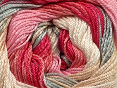 4x100gr. CAMILLA COTTON MAGIC Merserize Pamuk Krem, Gri, Pembe tonları Yazlık İplikler, Pamuk, Batik Desenli, %100 Pamuk