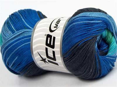 4x100gr. CAMILLA COTTON MAGIC Merserize Pamuk Yeşil, Siyah, Mavi Tonları Yazlık İplikler, Pamuk, Batik Desenli, %100 Pamuk