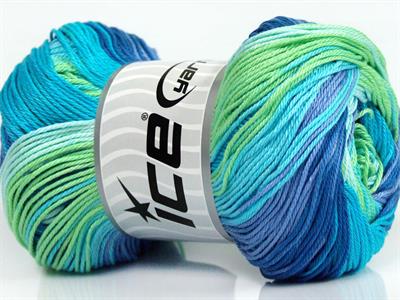 4x100gr. CAMILLA COTTON MAGIC Merserize Pamuk Yeşil, Leylak, Turkuaz, Mavi Tonları Yazlık İplikler, Pamuk, Batik Desenli, %100 Pamuk