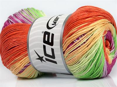 4x100gr. CAMILLA COTTON MAGIC Merserize Pamuk Yeşil, Turuncu, Sarı, Orkide Yazlık İplikler, Pamuk, Batik Desenli, %100 Pamuk