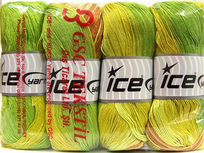 4x100gr. CAMILLA COTTON MAGIC Merserize Pamuk Yeşil Tonları, Karamel Yazlık İplikler, Pamuk, Batik Desenli, %100 Pamuk