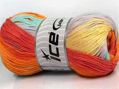 4x100gr. CAMILLA COTTON MAGIC Merserize Pamuk Leylak, Sarı, Cam Göbeği, Turuncu Tonları Yazlık İplikler, Pamuk, Batik Desenli, %100 Pamuk