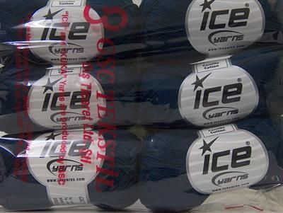 Lot of 6 Skeins Ice Yarns CAMILLA COTTON (100% Mercerized Cotton) Yarn Navy