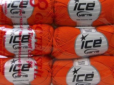 Lot of 6 Skeins Ice Yarns CAMILLA COTTON (100% Mercerized Cotton) Yarn Orange