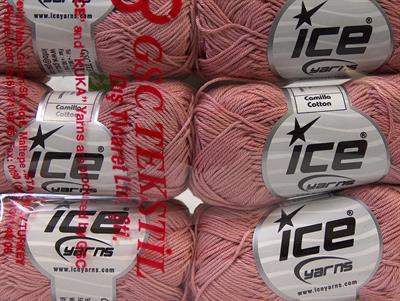 Lot of 6 Skeins Ice Yarns CAMILLA COTTON (100% Mercerized Cotton) Yarn Rose Pink