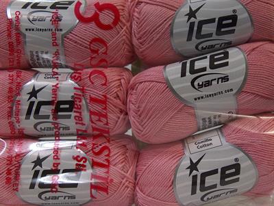 Lot of 6 Skeins Ice Yarns CAMILLA COTTON (100% Mercerized Cotton) Yarn Salmon