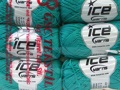 Lot of 6 Skeins Ice Yarns CAMILLA COTTON (100% Mercerized Cotton) Yarn Sea Green