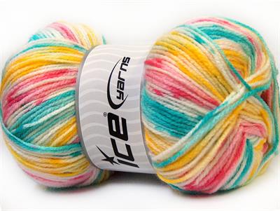 4x100gr. CANDY BABY Akrilik Pembe, Beyaz, Turkuaz, Sarı Kışlık, Bebe, Batik Desenli, 100% Akrilik , Akrilik