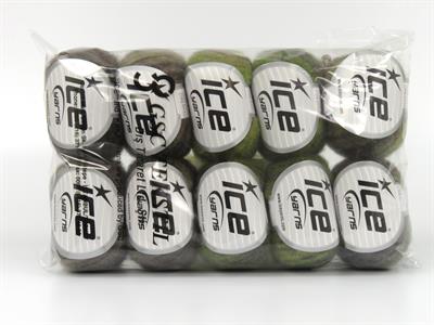 Lot of 10 Skeins Ice Yarns CARESS BABY ALPACA COLOR (30% Baby Alpaca 31% Extrafine Merino Wool) Yarn Green Shades Camel Shades