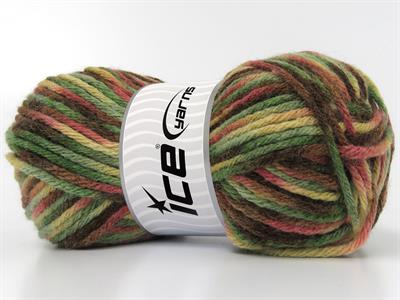 4x100gr. CARNIVAL Yün, Premium Akrilik Krem, Kahverengi Tonları, Yeşil Tonları Kışlık, Yün, Batik Desenli, Kalın, Akrilik