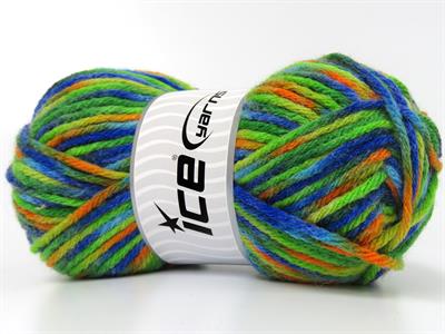 4x100gr. CARNIVAL Yün, Premium Akrilik Altın, Yeşil Tonları, Mavi Tonları Kışlık, Yün, Batik Desenli, Kalın, Akrilik