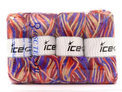 4x100gr. CARNIVAL Yün, Premium Akrilik Mor, Krem, Bordo, Bakır Kışlık, Yün, Batik Desenli, Kalın, Akrilik