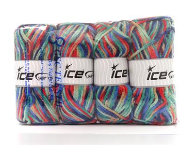 4x100gr. CARNIVAL Yün, Premium Akrilik Kırmızı, Yeşil Tonları, Mavi Tonları, Bej Kışlık, Yün, Batik Desenli, Kalın, Akrilik