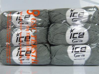 6x50gr. CECILIA COTTON Merserize Pamuk Gri Yazlık İplikler, Pamuk, %100 Pamuk