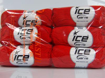 6x50gr. CECILIA COTTON Merserize Pamuk Kırmızı Yazlık İplikler, Pamuk, %100 Pamuk