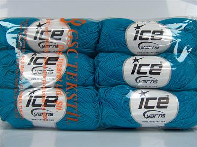 6x50gr. CECILIA COTTON Merserize Pamuk Turkuaz Yazlık İplikler, Pamuk, %100 Pamuk