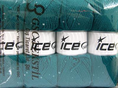 4x100gr. CHAIN PAILLETTE Akrilik Zümrüt Yeşil Boncuklu Pullu, Worsted