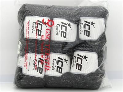 6x50gr. CHARM Tiftik, Metalik Simli, Akrilik Siyah Metalik Simli, Lüks, Kışlık, Yün, Tiftik, Akrilik